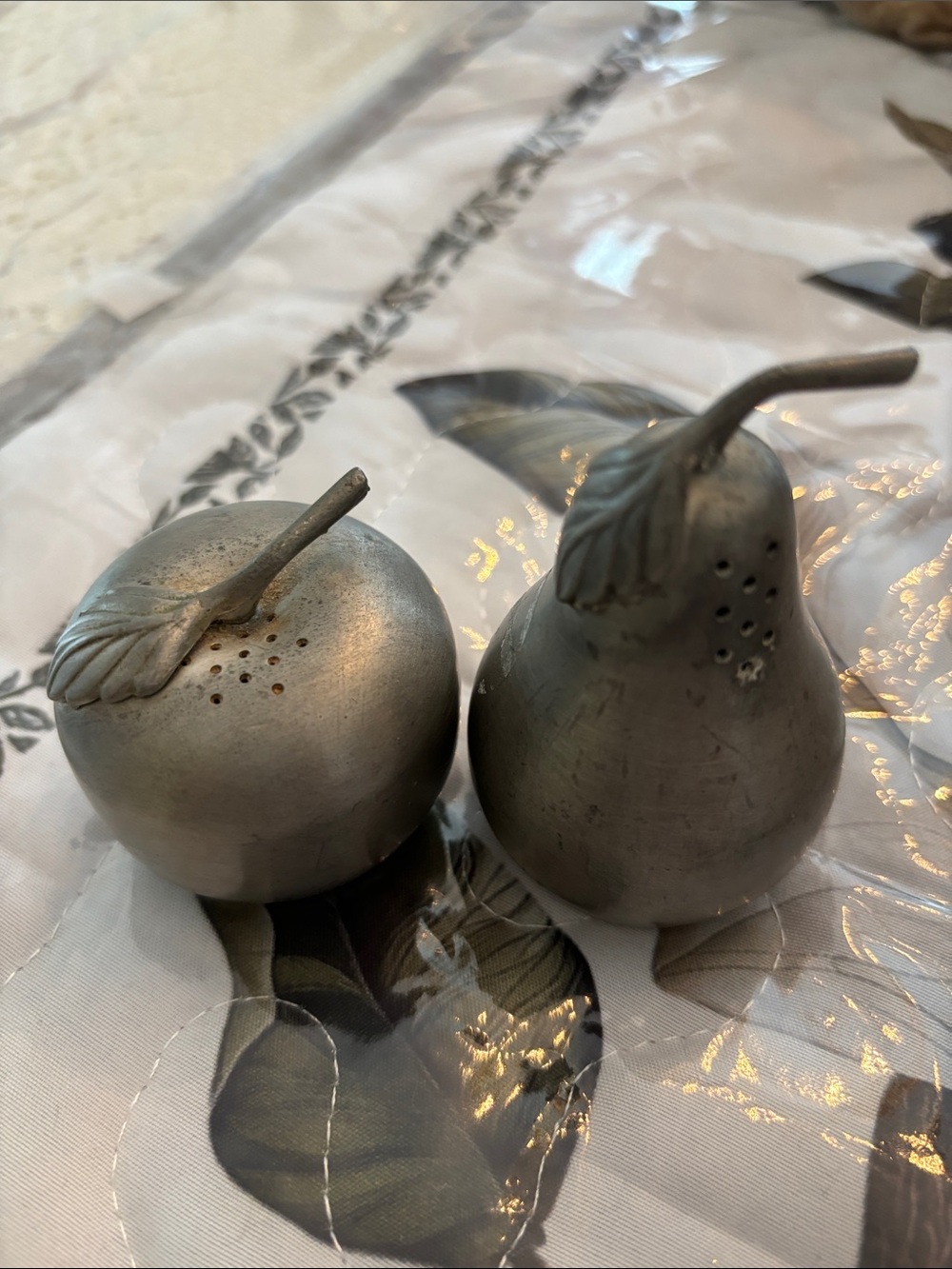 Metal Fruit Salt and Pepper Shakers - Pewter Finish